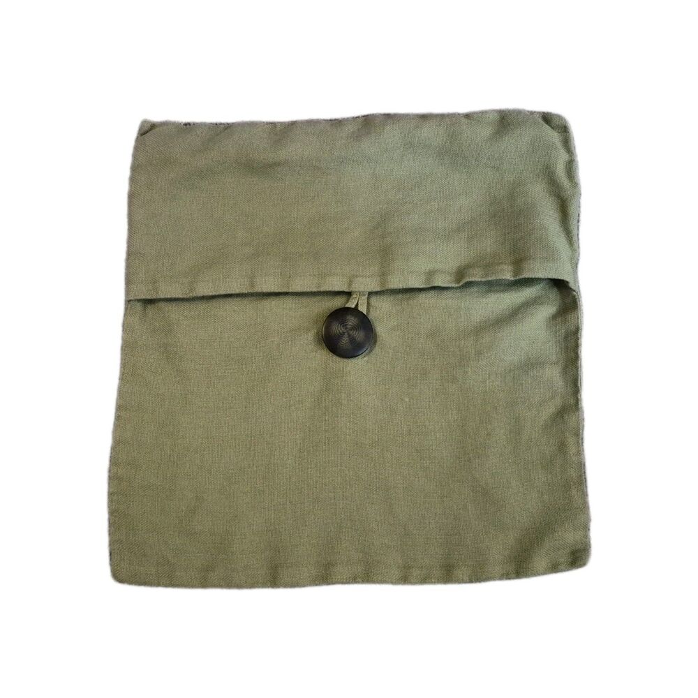 Pottery Barn 18X18 Theow Pullow Cover Button Sage Green 100% Linen